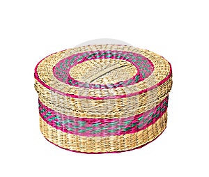 Round straw box with lid