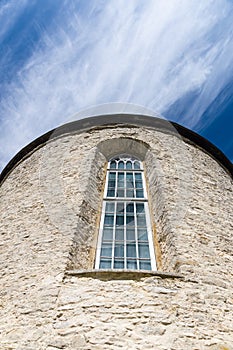 Round structure of old church facade