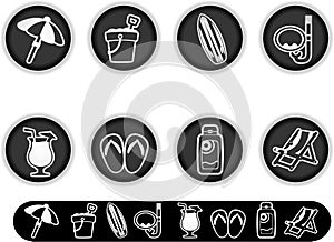 Round summer vacation icons
