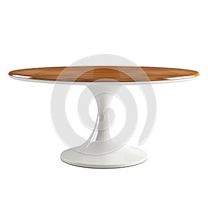 Round table brown, wooden dining table. Modern designer, dining table isolated. White furniture. Png