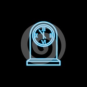 Round Table clock line icon in neon style. One of Clock collection icon can be used for UI, UX
