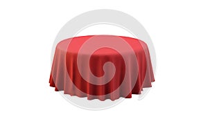 Round Table with Red Tablecloth. Isolated illustration on a white background. 3d rendering