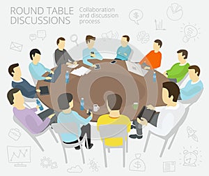 Round-table talks. Group of business people team