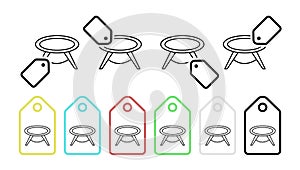 Round table vector icon in tag set illustration for ui and ux, website or mobile application