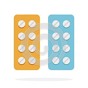 Round tablets vector flat material design isolated object on white background.