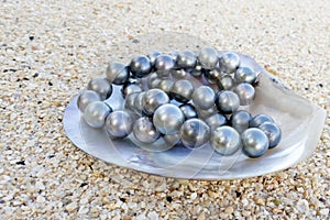 Round Tahitian Black Pearls photo