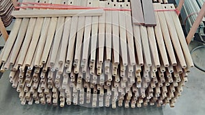 Round tapered furniture leg stacking in factory