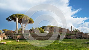 Round Temple (Tempio Rotondo) in Ostia Antica. Ruins of ancient roman city and port