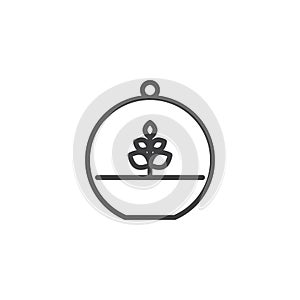 Round terrarium with plant flower outline icon