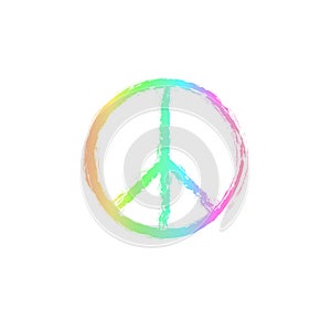 Round textured hippie peace sign for printing.