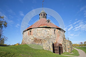 Round Tower Lars Torstensson sunny day. Korela, Priozersk