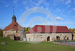 The round tower Torstensson Lars and the building of the Old Arsenal. The Korela Fortress