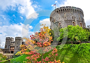 Round Tower of Windsor Castle, London suburbs, UK