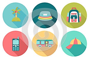 Round travel flat colour Icons