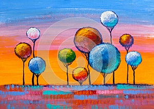 Round trees, painting