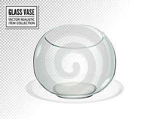 Round vase or fish bowl isolated on transparent background. Realistic vector 3d illustration