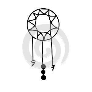 Round vector dream catcher poster isolated on white