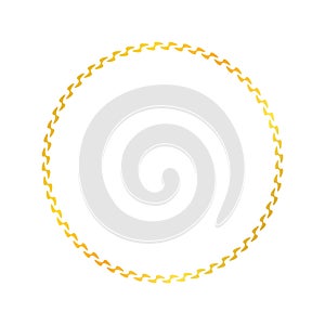 Round vector frame - gold colored circle banner on white background