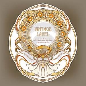 Round Vintage Frame Label for Products or Cosmetics