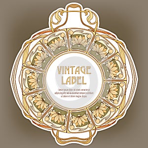 Round Vintage Frame Label for Products or Cosmetics