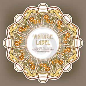 Round Vintage Frame Label for Products or Cosmetics