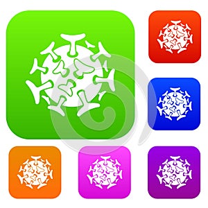 Round viral bacteria set collection