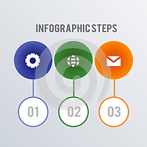 Round Visualized Numbers infographic template design. Business concept infograph with 3 options, steps or processes. Vector