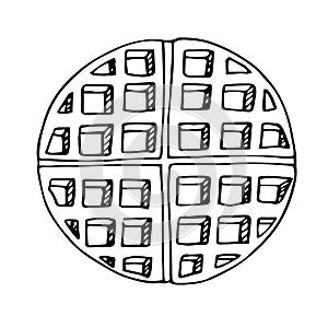 Round waffle vector illustration, hand drawing doodle