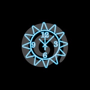 Round wall clock line icon in neon style. One of Clock collection icon can be used for UI, UX