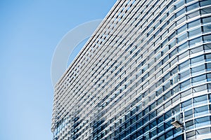 Round wall of modern glass facade building office