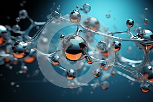 Round water molecules connected with each other. Generative AI