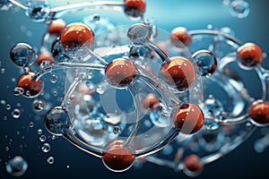 Round water molecules connected with each other. Generative AI