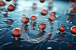 Round water molecules connected with each other. Generative AI