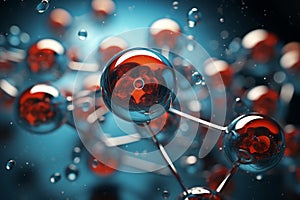 Round water molecules connected with each other. Generative AI