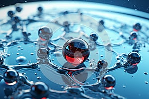 Round water molecules connected with each other. Generative AI