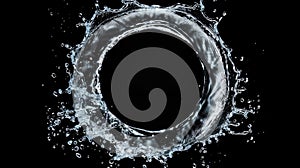 Round Water Splash in Black Circle Background