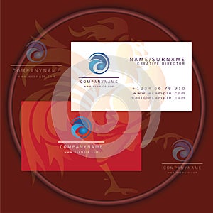 Round wave business card logo