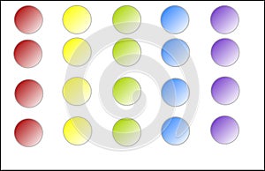 Round Web Buttons in Five Different Colors