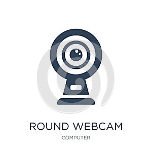 round webcam icon in trendy design style. round webcam icon isolated on white background. round webcam vector icon simple and