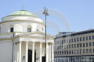 Round white Church in Warsaw