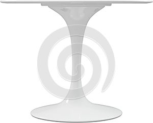 Round white dinning table. Modern designer, table isolated on white background. Series of furniture.