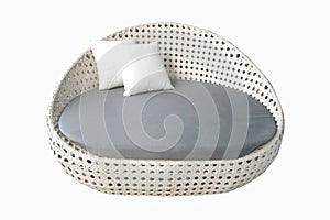 Round white gray fabric sofa