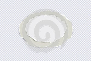 Round white paper with torn adges