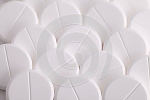 Round white pills paracetamol aspirin painkiller photo