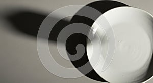 A round, white, translucent object, likely