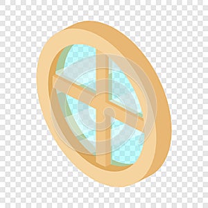 Round window frame icon, isometric 3d style