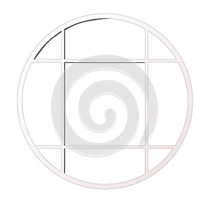 Round window isolated on white background. Vector cartoon close-up illustration.