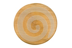 Round wooden beech cutting board isolated