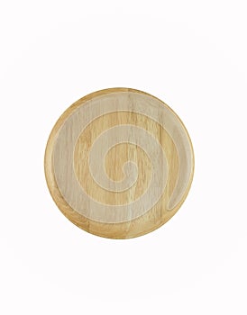 The round wooden plate background isolated on white for you design