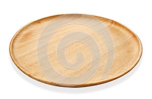 Round wooden tray or Natural wood plate, Serving tray isolated on white background with clipping path